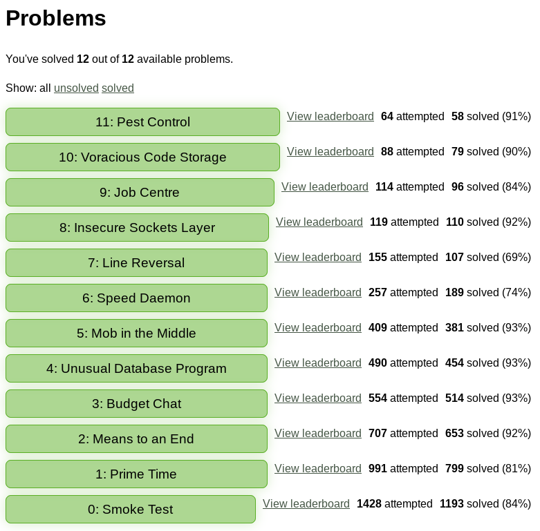 Protohackers problems